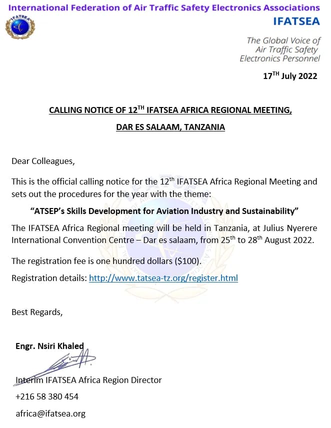 signed copy form the Africa Director